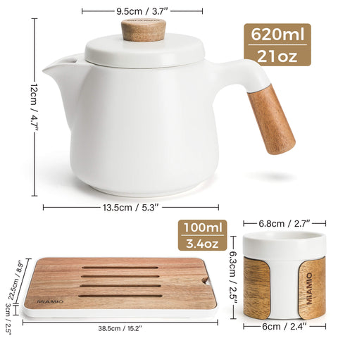 Japanski set za čaj, čajnik 620 ml + 6x100 ml, bijela